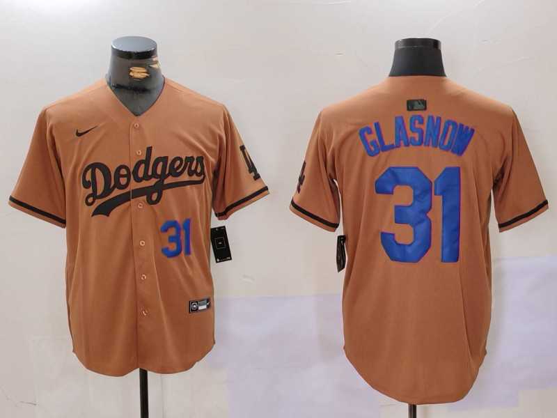 Mens Los Angeles Dodgers #31 Tyler Glasnow Number Olive Cool Base Limited Stitched Jerseys